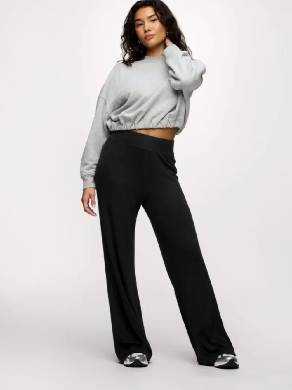 Nuuds Womens Black Slinky Rib Streamline Pants Sz Small